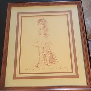 Connie King Just Like Mommy Signed Lithograph Matted and Framed